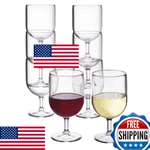 Us Acrylic Stackable 8oz Plastic Wine Stems Clear Set Of 8 Reusable Bpa-free. Fixed Price $39.84.