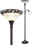 Victorian Floor Lamp, 70" Elegant Standing Torchiere Lamp With Etched Glass Shad. Fixed Price $97.79.