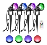 Zuckeo 4 Pack Rgb Plug-in 10w Spotlights Landscape Pathway Lights Color Changing. Fixed Price $38.88.