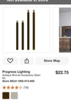 Progress Lighting P8601-20 Stem Kit - Antique Bronze (818). Fixed Price $8.25.