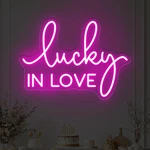 Lucky In Love Neon Sign, Custom Wedding Led Light, Engagement Party Back. Fixed Price $51.71.