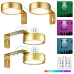 Maooght 4 Pack Gold Picture Lights Wall Battery Operated 12 Rgb Color Changing. Fixed Price $35.98.