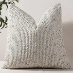Dezene 20x20 Cream Grey Throw Pillow Cover Textured Boucle Striped Chic Morde.... Fixed Price $27.10.