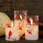 Genswin Red Bird Glass Flameless Candles With Remote Timers, Battery Operated. Fixed Price $44.99.