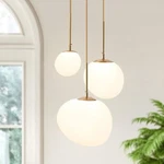 3 Lights Glass Pendant Light Modern Frosted White Globe Cluster Chandelier. Fixed Price $140.21.