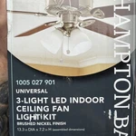 Hampton Bay Universal 3-light Led Indoor Ceiling Fan Light Kit Lk1905. Fixed Price $22.49.
