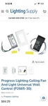 Progress Lighting Fan Wall Switch/control P2665-30 White (new And Unused). Fixed Price $25.00.