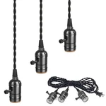 Vintage Plug-in Pendant Light Kit With 1-to-3 Hanging E26/e27 Sockets, Indust.... Fixed Price $27.69.