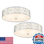 Vicnie 2-light Flush Mount Ceiling Light 12in Modern Brushed Nickel Frosted Glas. Fixed Price $113.38.