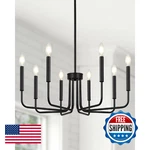 Yunnix 8 Light Black Chandelier For Dining Room Fixture, Modern Farmhouse. Fixed Price $85.08.