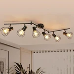 Hibay 6-light Track Lighting, Directional Rotatable Ceiling Light Fixture, Black. Fixed Price $12.99.