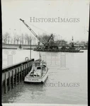 1960 Press Photo A Dredge At Work In Jackson Park Harbor Near Yacht Club. Fixed Price $24.99.