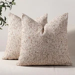 Dezene Striped Throw Pillow Covers 24x24 Set Of 2 Beige Textured Boucle Chic. Fixed Price $74.01.