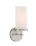 Minka Lavery 4091 Haisley 12" Tall Bathroom Sconce - Brushed Nickel /white Glass. Fixed Price $49.99.