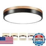 11.8 Inch Wood Led Flush Mount Ceiling Light, Dimmable, 5cct 3000k-6000k Selecta. Fixed Price $73.40.