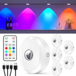 Willed Rgb Rechargeable Puck Lights With Remote Control, Under Cabinet Lighting. Fixed Price $47.46.