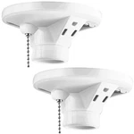 Saysurey 2 Pack Porcelain Light Socket With Outlet And Pull Chain Light.... Fixed Price $34.22.