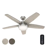 Hunter Fan 52 Inch Brushed Nickel Contemporary Ceiling With Light And Remote. Fixed Price $139.99.