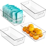 4 Pcs Pantry Clear Bin Storage Organizer, 14" X 7" 3.75". Fixed Price $35.11.