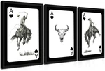 Akwish Framed Western Cowboy Canvas Wall Art Set Of 3 Playing Card Bull. Fixed Price $54.80.