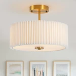 Bargeni 12.5" Gold Semi Flush Mount Ceiling Light Fixture Modern Drum Pleated. Fixed Price $75.77.