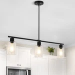 Kitchen Island Lighting, 3 Lights Linear Black Chandelier Light Fixture With .... Fixed Price $155.68.