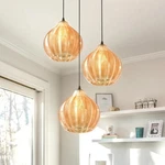 Modern 3 Lights Glass Pendant Light Amber Striped Globe Cluster Chandelier. Fixed Price $127.99.