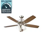 Hampton Bay 52 In. Devron Ll Brushed Nickel Ceiling Fan. Fixed Price $79.99.