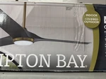 Hampton Bay Sansra 60in Indoor/outdoor Brass Ceiling Fan Black Blades. Fixed Price $110.00.