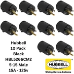 Lot 10x Hubbell Hbl5266cm2 Ac Male Edison Nema 5-15p Plug 15a 125v Connector Blk. Fixed Price $77.00.