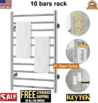 Electric Heated Rack Towel Warmer 10 Bars Stainless Steel Drying Bathroom Silver. Fixed Price $78.95.