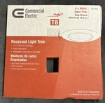 Commercial Electric 6 In White Open Recessed Light Trim T8 #285 669 - Nib. Fixed Price $12.99.