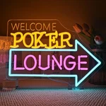 Looklight Welcome Poker Lounge Led Neon Sign For Wall Decor W/ Dimmer & Usb. Fixed Price $62.61.