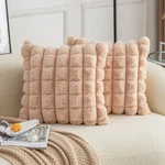 Neelvin Camel Faux Fur Cozy Soft Plaid Decorative Throw Pillow Covers 18x18 I.... Fixed Price $18.31.