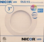 Nicor Lighting 3" Led Recessed Down Light White 3000k Dimmable Dle321203krdwh. Fixed Price $9.00.