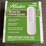 Hunter 99392 3-speed Ceiling Fan Remote Control Universal White Model. Fixed Price $15.00.