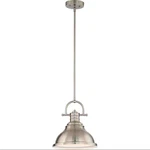 Volume Lighting 1-light Indoor Brushed Nickel Downrod Pendant With Bell-shaped. Fixed Price $49.00.