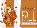 Artoid Mode Stripes Pumpkin Happy Fall Kitchen Towels Dish 18 X 26, Orange. Fixed Price $17.99.