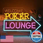 Looklight Welcome Poker Lounge Neon Sign For Wall Decor Right Arrow Led Light Si. Fixed Price $63.08.