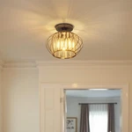 Anwio Crystal Semi Flush Mount Ceiling Light Fixture Black Chandelier Hallway. Fixed Price $64.24.