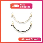 Uxcell 2pcs 10.2'' Pearl Purse Double Chain, Metal Extender Pu Leat. Fixed Price $13.24.