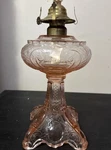 B&p Lamp Princess Feather Pattern, Kerosene With Pink Glass Font. Fixed Price $115.00.