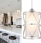 Zlierop Pendant Light With Frosted Glass Brushed Nickel Modern Cylindrical. Fixed Price $31.99.