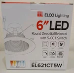 Elco 5" Or 6" Led Round Deep Baffle Insert 15w 5-cct El621ct5w. Fixed Price $32.00.