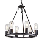 Gynazix Farmhouse 6-light Black Wagon Wheel Chandelier, Modern Vintage Round. Fixed Price $78.14.