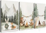 Akwish Nursery Woodland Animals Canvas Wall Art, Cute Brave Bear Fox Rabbit H.... Fixed Price $109.69.