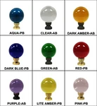 Lamp Finial-large Glass Orb In 10 Colors-brass Base, 3 Finishes Ab,ch Or Pb. Fixed Price $13.00.