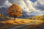 Autumn Leaves Tree Valley Landscape Oil Painting Wall Art Print Canvas Artprint. Fixed Price $17.99.