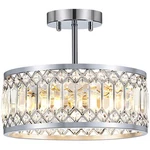 Yurnyq Crystal Ceiling Light Fixture, Modern Semi Flush Mount Light, Chr. Fixed Price $165.50.