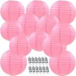 Nudala 12pcs Pink Paper Lanterns White Led Lights 6 8 10 12 Round Hanging. Fixed Price $36.03.